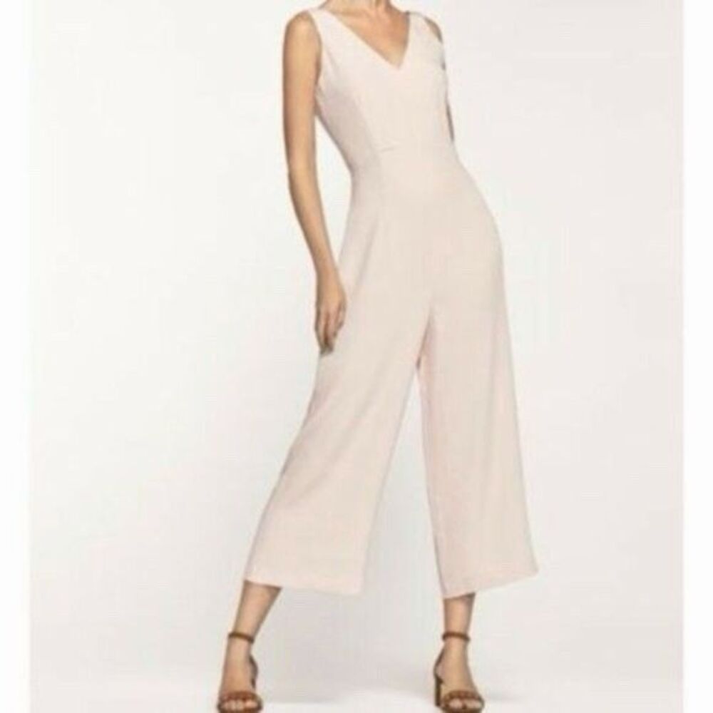 Massimo Dutti Blush Pink Jumpsuit Sleeveless V-Neck Wide Leg US 4 EU‎ 36
